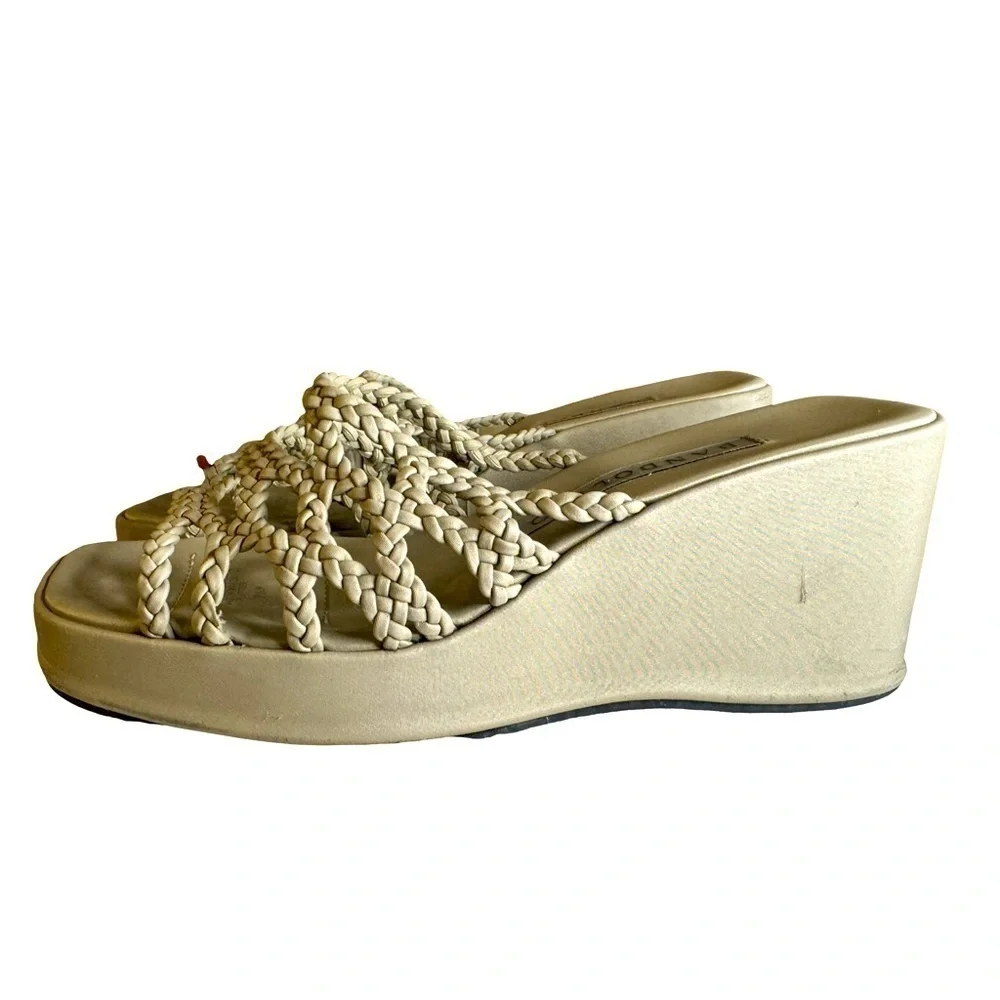 Vintage Bandolino Tan Braided Platform Sandals – Size 7.5